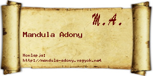 Mandula Adony névjegykártya